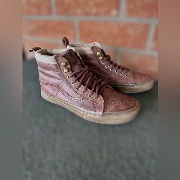 VANS MTE LEATHER BROWN HERRINGBONE MENS size 6.5 Womens 8.0